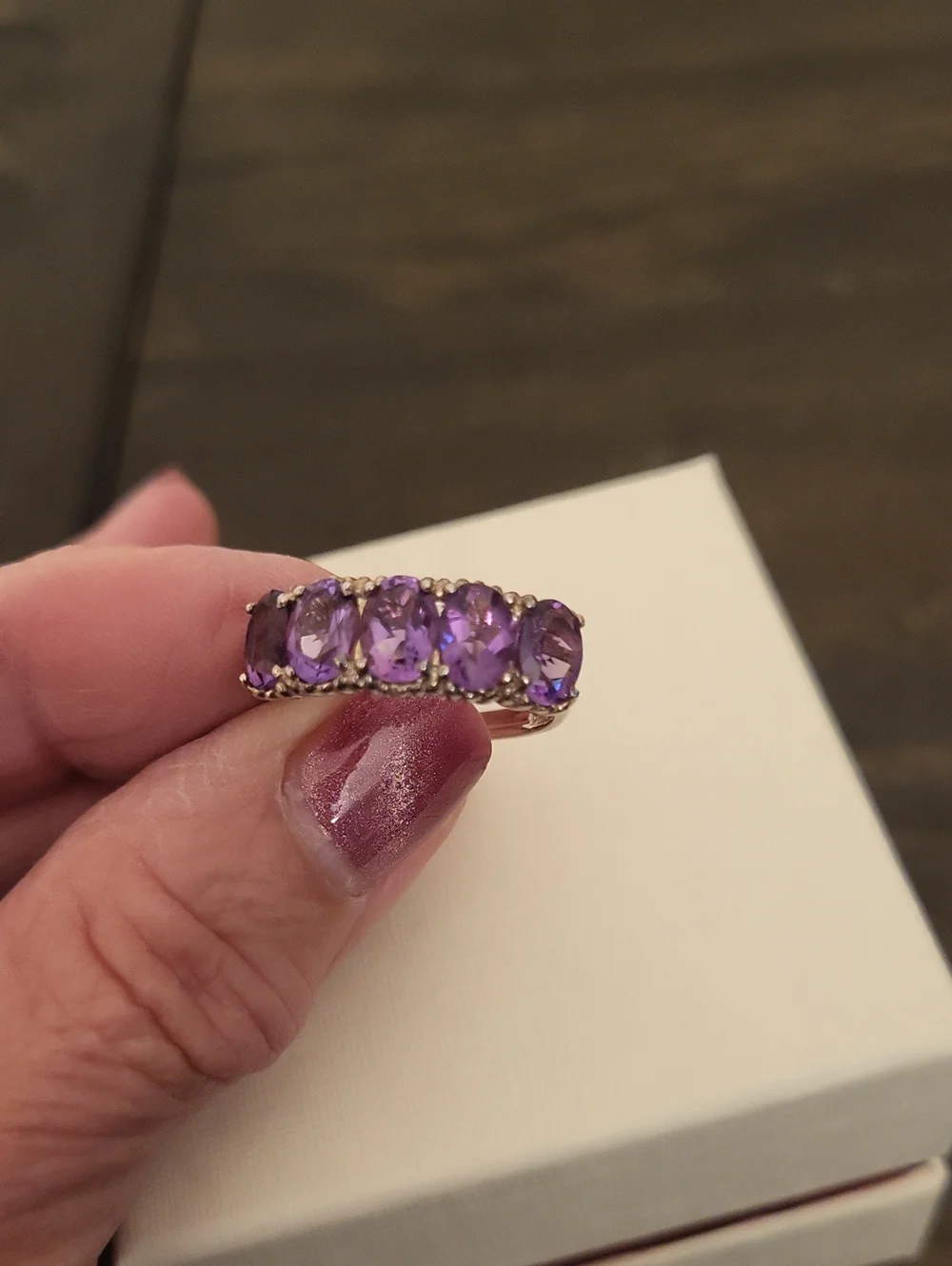Vintage 925 Sterling Silver Multi Stone Amethyst Gemstone Ring